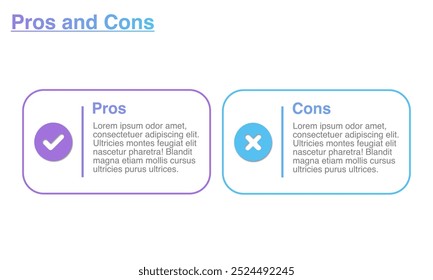 Pros and Cons, Do's and Don'ts, Good, Bad, Positive, Negative Vergleich Business Infographic Design Template.