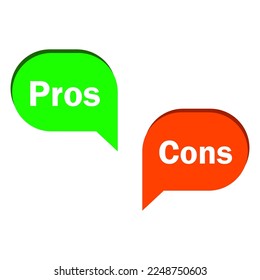 Pros cons in flat style. Check mark icon. Vector illustration.