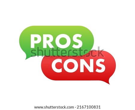 Pros cons in flat style. Flat icon. Check mark icon