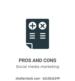 Pros and cons glyph icon vector on white background. Flat vector pros and cons icon symbol sign from modern social collection for mobile concept and web apps design.