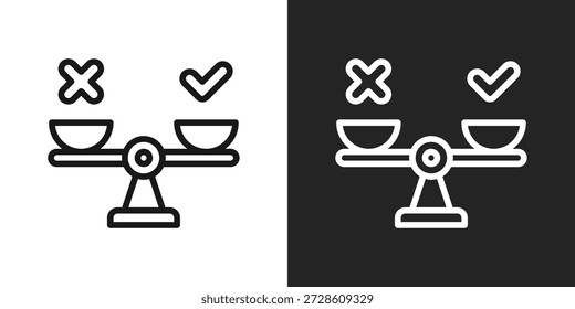 Pros And Cons Icon In Black And White Line Style