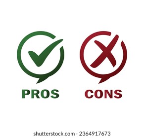 Pros and Cons icon check negative positive list true wrong like and dislike logo