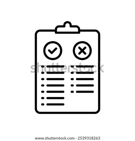 Pros and cons icon with clipboard
