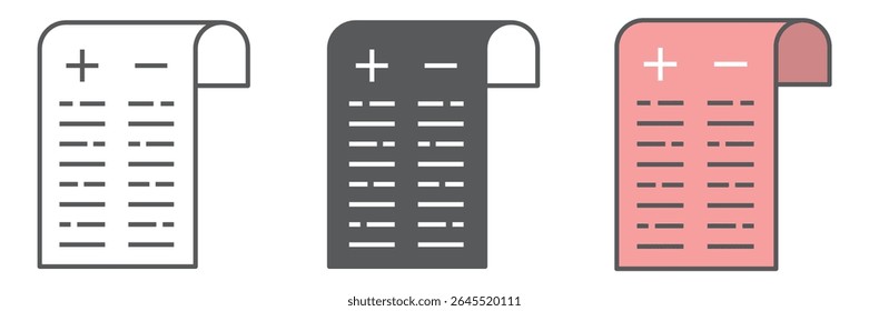 Pros and cons icon collection, test and choose, pros and cons sign vector set graphics, editable stroke linear icon, eps 10