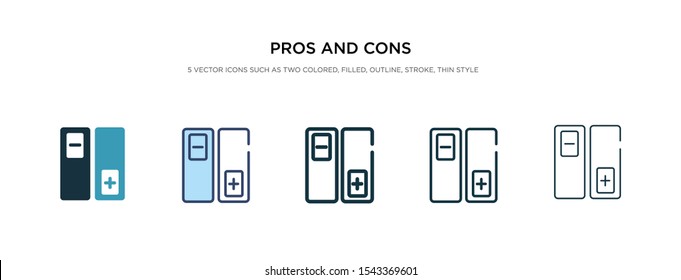 pros and cons icon in different style vector illustration. two colored and black pros and cons vector icons designed in filled, outline, line stroke style can be used for web, mobile, ui