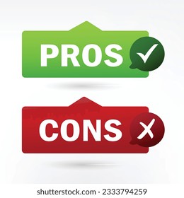 Pros and cons label sticker icon illustration