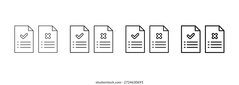Pros And Cons List Icons Vector Set In Different Stroke Line Style