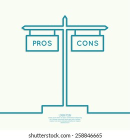 Pros and Cons list. Selection of the optimal solutions, weighing the facts.