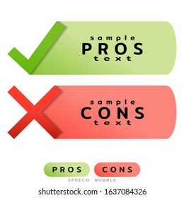 Pros Cons message windows. Correct Wrong. Design template for informative articles, weighing facts. Did you know. Vector