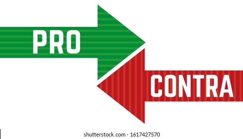 Pros and Cons with red and green arrows (written in German: Pro Contra)