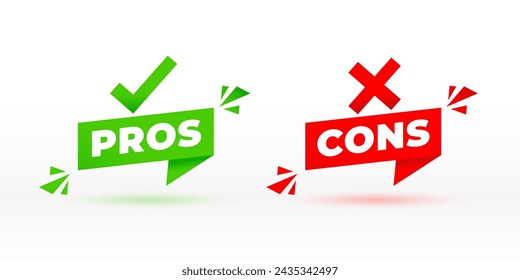 pros and cons sign badge with shadow effect vector