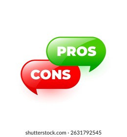 pros and cons sign button design vector