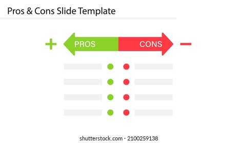 Pros and Cons slide template. Clipart image