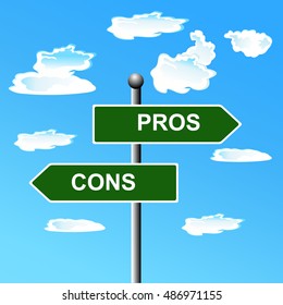 Pros cons street signs, comparing options, vector illustration
