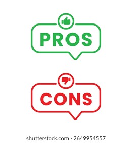 Pros Cons text inside a speech bubble vectors with thumbs up  thumbs down icons transparent PNG