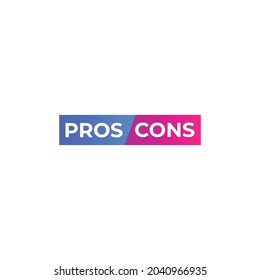 pros cons typography with banner elements. can be used as an icon.