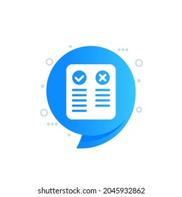 Pros and cons vector icon for web