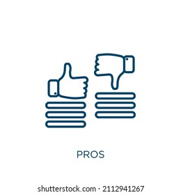 pros icon. Thin linear pros outline icon isolated on white background. Line vector pros sign, symbol for web and mobile