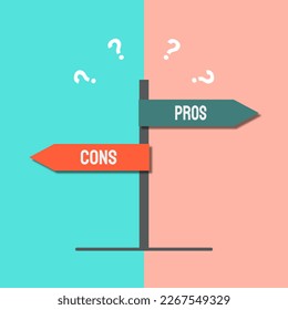 Pros versus Cons, street signs with words Pros and Cons