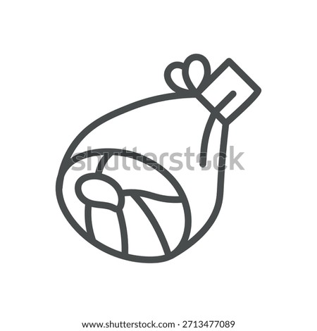 Prosciutto Icon. Thin Line Illustration of a Rolled Cured Ham, Symbolizing Italian Dry Cured Pork, Gourmet Charcuterie and Delicate Flavor. Isolated Outline Vector Sign.