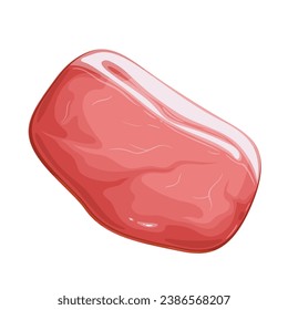 Prosciutto slice vector illustration. Cartoon isolated top view of smoked ham, shaved rustic jamon or uncooked dry cured ham prosciutto crudo in one thin piece, delicious snack and food ingredient