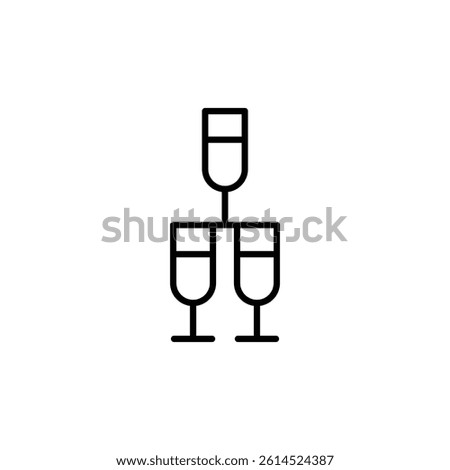Prosecco glasses clinking icon. Simple champagne or prosecco toast icon for romantic or celebratory occasions. Perfect for social media, app, and web design. Vector illustration