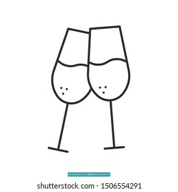 Prosecco Glasses Icon Vector Illustration Logo Template For Many Purpose. Isolated On White Background.