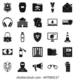 Prosecution icons set. Simple set of 25 prosecution vector icons for web isolated on white background