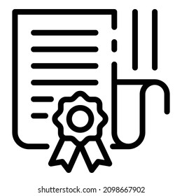 Prosecutor diploma icon. Outline prosecutor diploma vector icon for web design isolated on white background