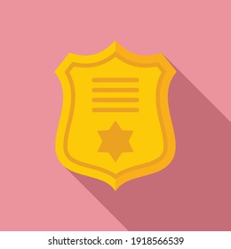 Prosecutor gold emblem icon. Flat illustration of prosecutor gold emblem vector icon for web design