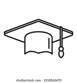 Prosecutor graduation hat icon. Outline prosecutor graduation hat vector icon for web design isolated on white background