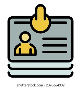 Prosecutor id card icon. Outline prosecutor id card vector icon color flat isolated