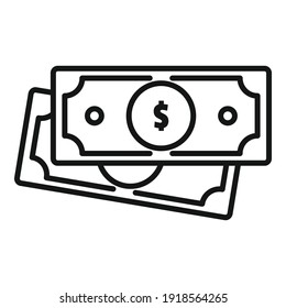 Prosecutor money cash icon. Outline prosecutor money cash vector icon for web design isolated on white background