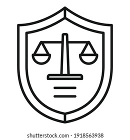 Prosecutor shield icon. Outline prosecutor shield vector icon for web design isolated on white background