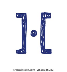 Proserpine planet symbol pictogram. Horoscope vector sign. Hand drawn sketch. Blue pen or marker drawing. Primitive kids picture