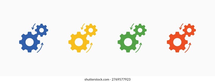 Proses Icon Set Color Multiple Style Collection Element For Design