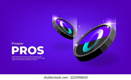 Prosper (PROS) fondo del banner del concepto de criptodivisa de la moneda.