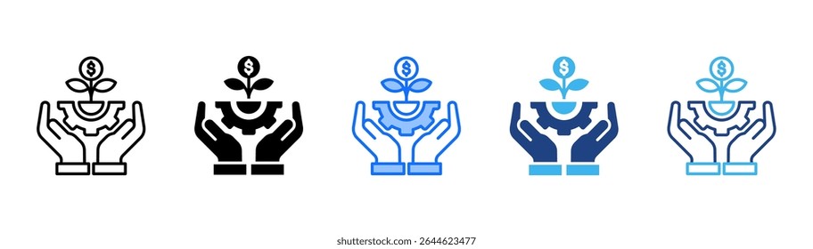 Ícone de prosperidade definir coleção de vários estilos