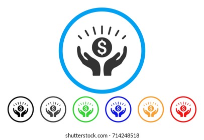 Prosperity icon. Vector illustration style is a flat iconic prosperity grey rounded symbol inside light blue circle with black, gray, green, blue, red, orange color versions.