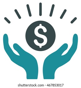 Prosperity icon. Vector style is bicolor flat iconic symbol with rounded angles, soft blue colors, white background.