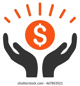 Prosperity icon. Vector style is bicolor flat iconic symbol with rounded angles, orange and gray colors, white background.