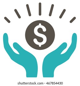 Prosperity icon. Vector style is bicolor flat iconic symbol with rounded angles, grey and cyan colors, white background.
