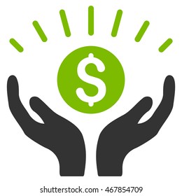 Prosperity icon. Vector style is bicolor flat iconic symbol with rounded angles, eco green and gray colors, white background.