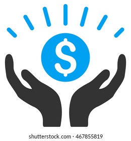 Prosperity icon. Vector style is bicolor flat iconic symbol with rounded angles, blue and gray colors, white background.