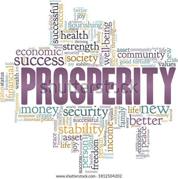 Prosperity vector illustration word cloud\
isolated on a white\
background.