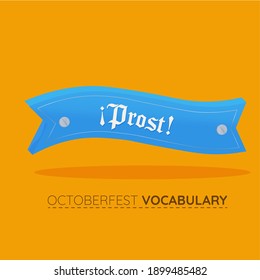 Prost blue octoberfest vocabulary orange background - Vector