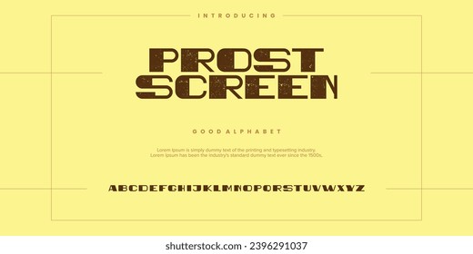 Prost Screen rough abstract digital alphabet font typography. Bold Condensed Display Font. Vector illustration