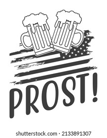 Prost word vector illustration. Hand drawn lettering isolated on white background.