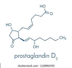Prostaglandin D2 (PGD2) molecule. Skeletal formula.
