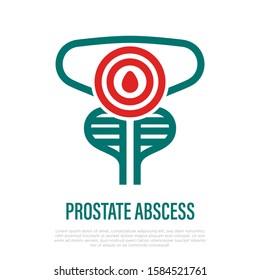 Prostate abscess thin line icon. Acute pain and inflammation. Bacterial prostatitis. Vector illustration.